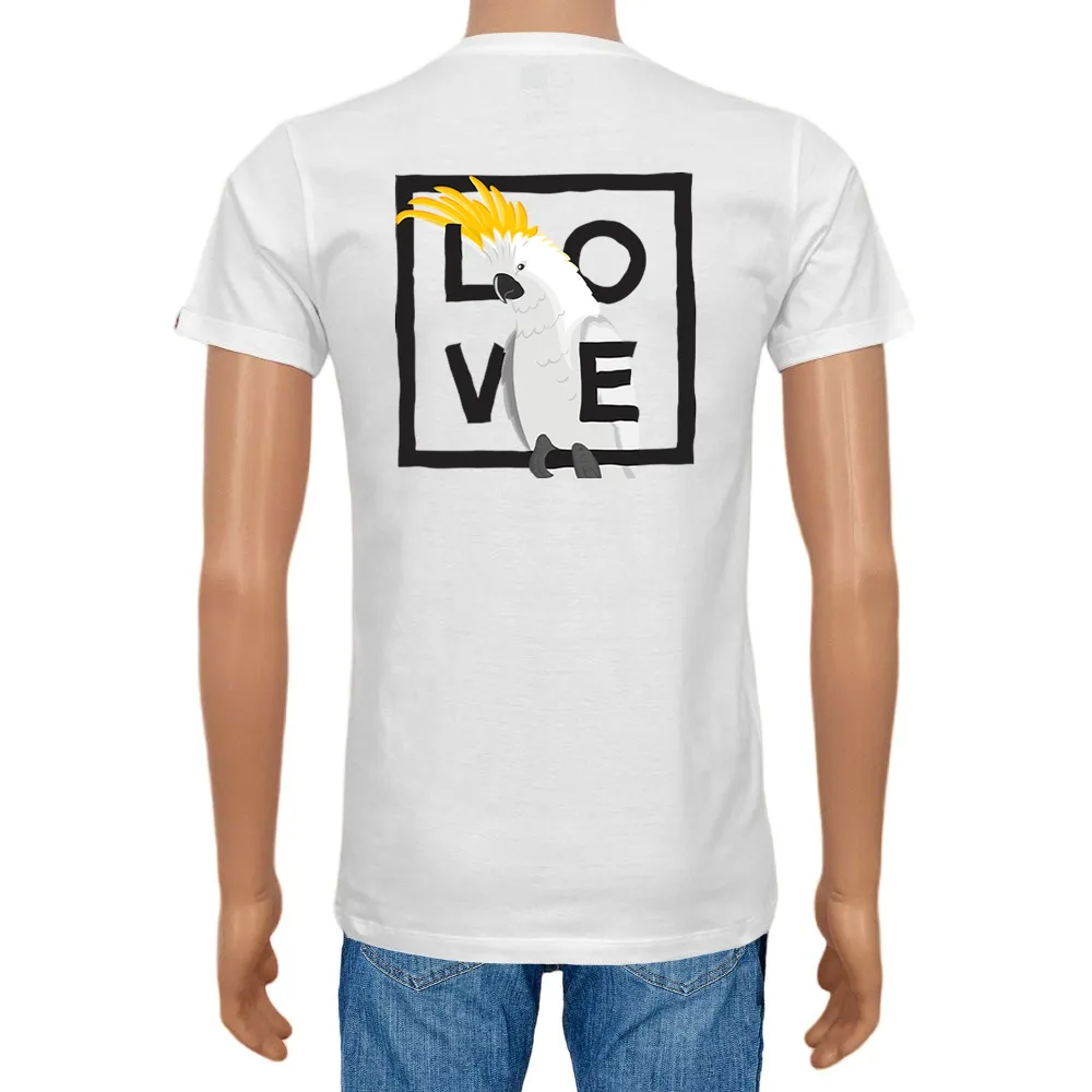 Men's T-shirt Cotton Plain V-Neck  White Logo Birds - Love Concept Store